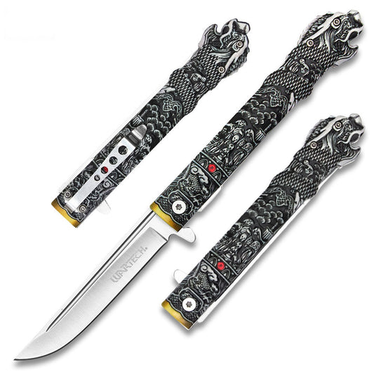 Highlander MacLeod Style Spring Assisted – Dragon Handle Folding Knife