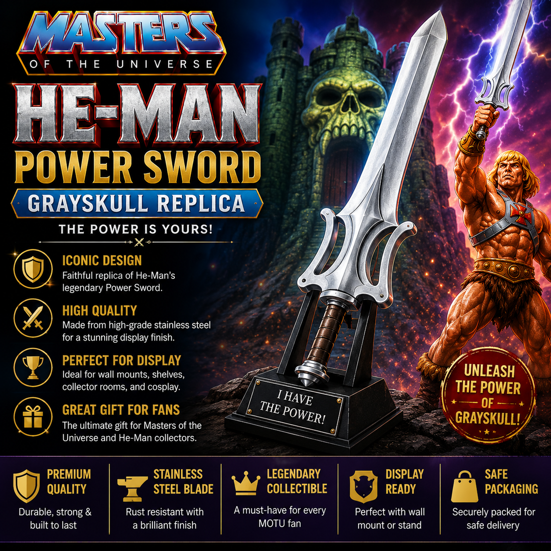 Masters of the Universe He-Man Power Sword Grayskull Replica