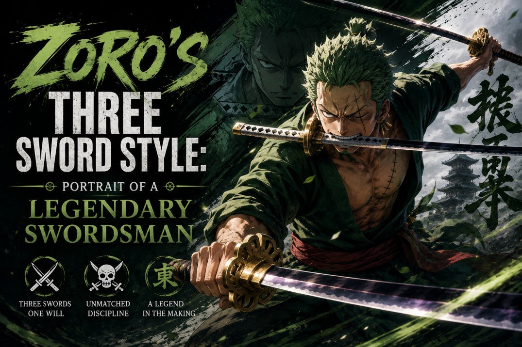 three swords style of one piece zoro swordsman portrait