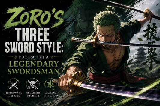 three swords style of one piece zoro swordsman portrait