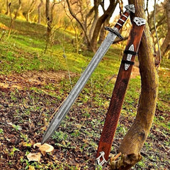 Damascus Steel Viking Northmen Sword with Scabbard