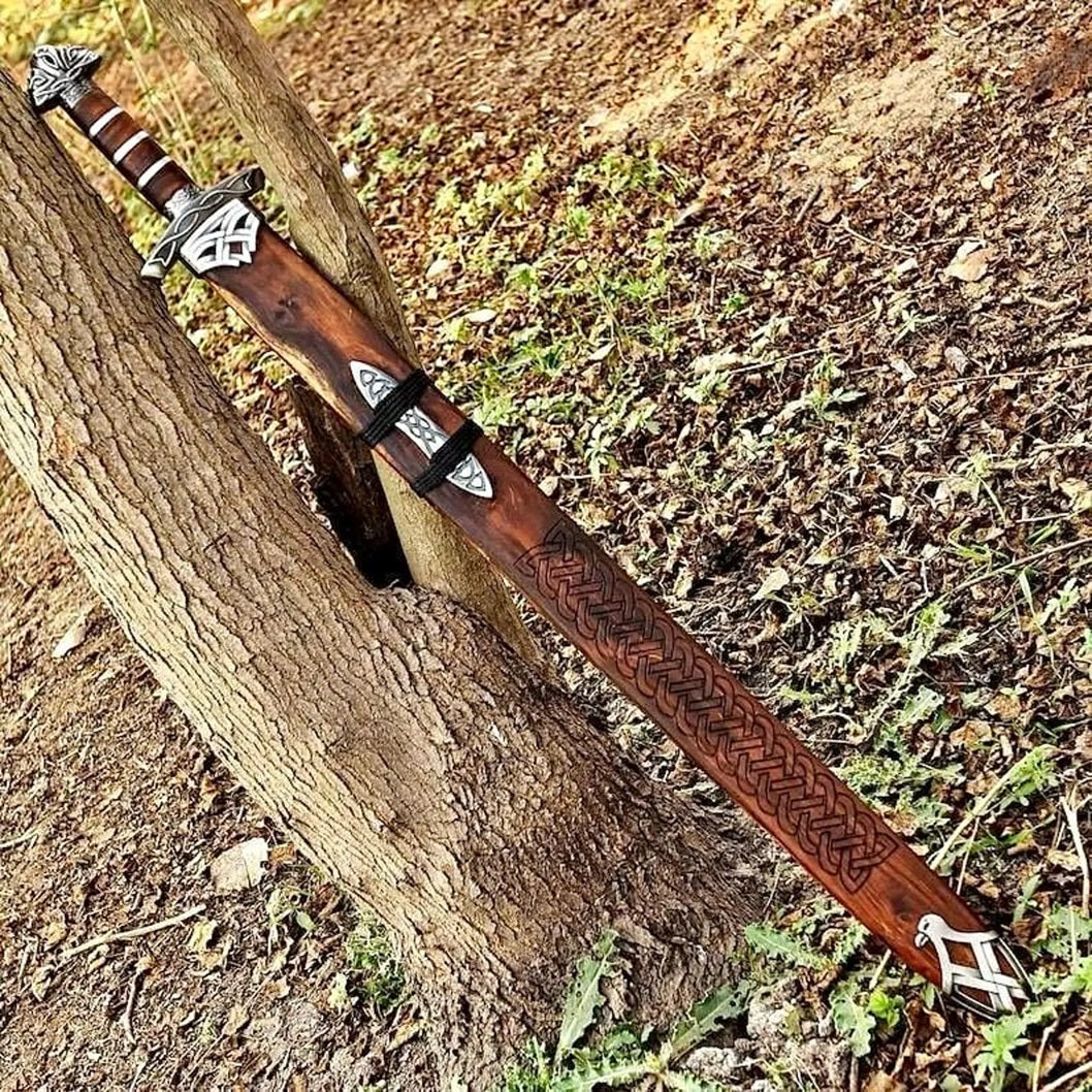 Damascus Steel Viking Northmen Sword with Scabbard