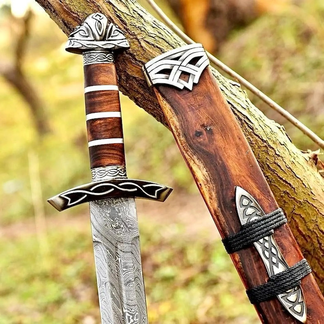 Damascus Steel Viking Northmen Sword with Scabbard