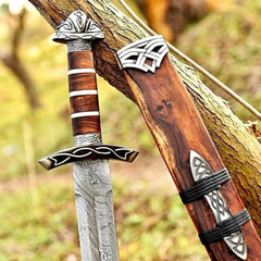 Damascus Steel Viking Northmen Sword with Scabbard