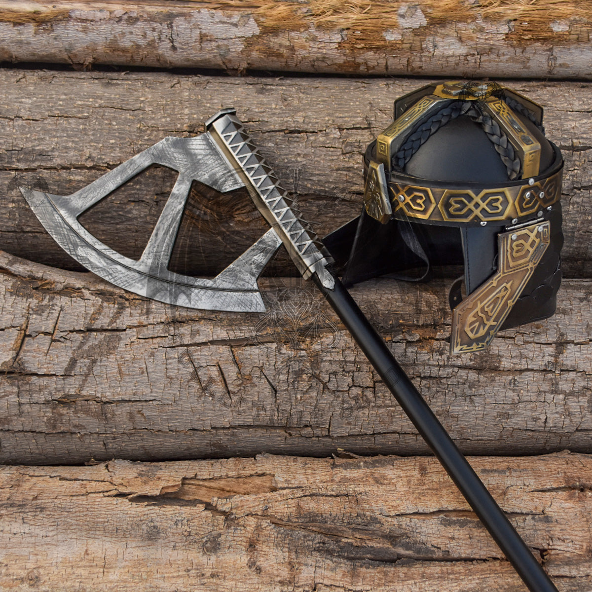 Walking Axe and Gimli Helmet Set from Lotr