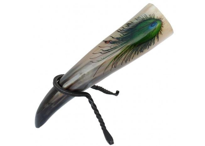 Hand-Forged Iron Drinking Horn Display Rack