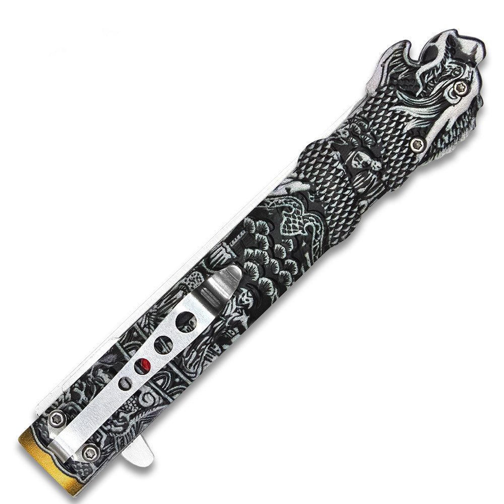 Highlander MacLeod Style Spring Assisted – Dragon Handle Folding Knife