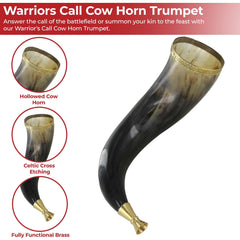 Warrior's Call Cow Horn Trumpet | Celtic Cross Battle Horn